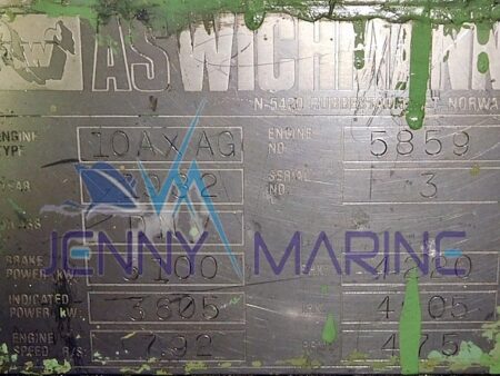 WICHMANN 10AXAG MAIN ENGINE WITH 3100KW 4220BHK 475RPM CLASS-DNV S.R. NO. 5859/58960