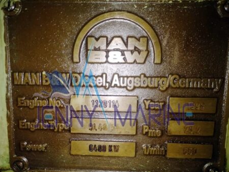 MAN B&W 9L40/54 MAIN ENGINE 6480KW / 550RPM / ENGINE NO.1120114 (9L40/54B)