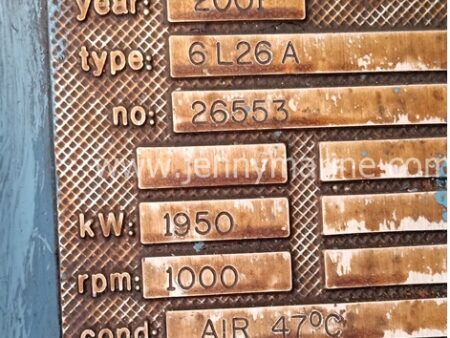 Wartsila 6L26A Main Engines 1650 Kw, 1000 RPM