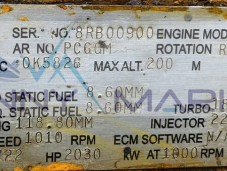 Caterpillar 3606 Main engine 2722 BHP and 1000 RPM