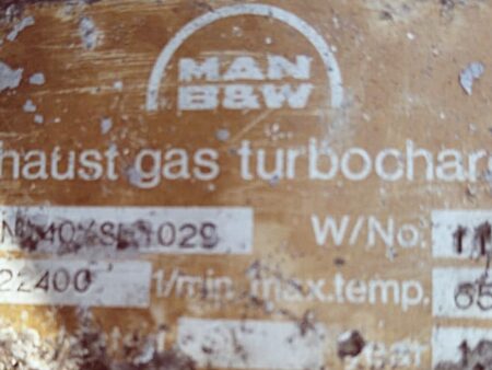 MAN B&W NA40SM/1029 TURBOCHARGER REMOVED FROM MAN B&W 9L40/54 ENGINE